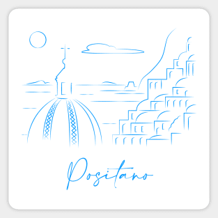 Positano Blue Lineart panorama Sticker